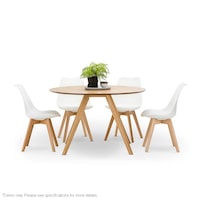 Milari Round Dining Table 1200 + 4X Padded White Eames Chairs
