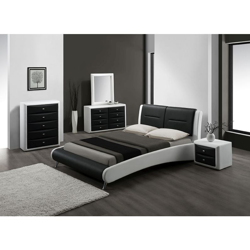Timber Frame Queen Bed, Black And White Leather Bed