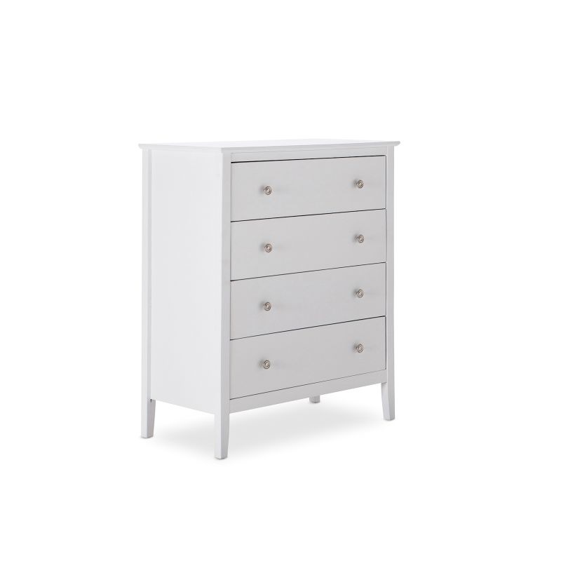 Avana 4 Drawer White Tallboy With Chrome Handles Buy Tallboys