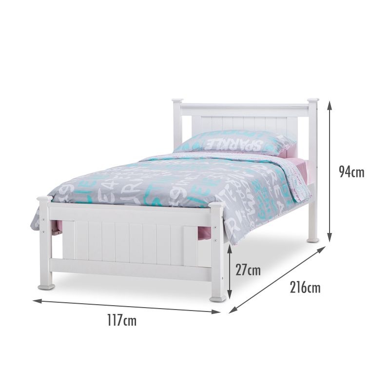 Batna King Single Size Wood & MDF Bed Frame White MyDeal