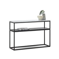 Ebonie White Marble Shelf 120cm Console Table in Matte Black