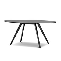 Matte Black 180cm Oval Dining Table in Oak Wood Timber Modern Contemporary