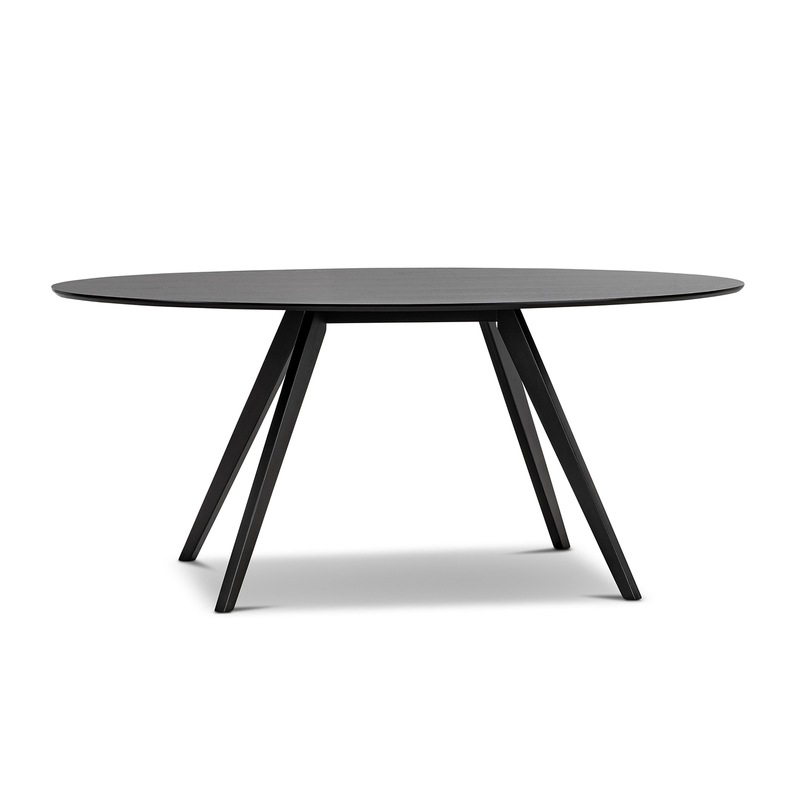 Buy Matte Black 180cm Oval Dining Table in Oak Wood Timber Modern