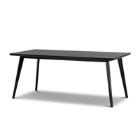 Matte Black 180cm Rectangular Dining Table in Oak Wood Timber, Modern Contemporary