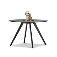 Milari 120cm Round Dining Table in All Black Oak Wood with Chic Modern Contemporary Design