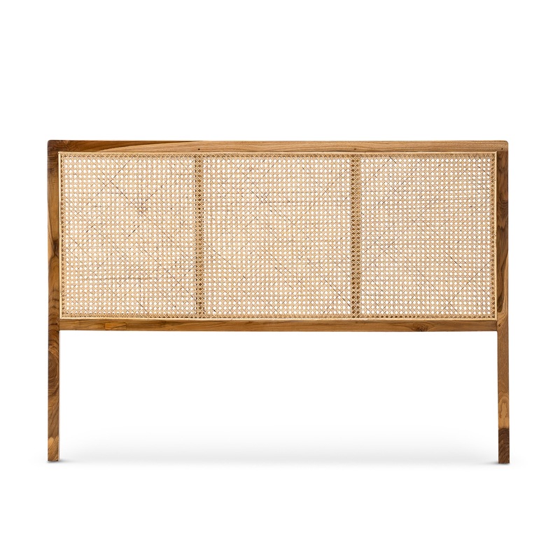 Buy Rattan Woven Cane Queen Size Bed Head Panel Headboard in Solid Teak