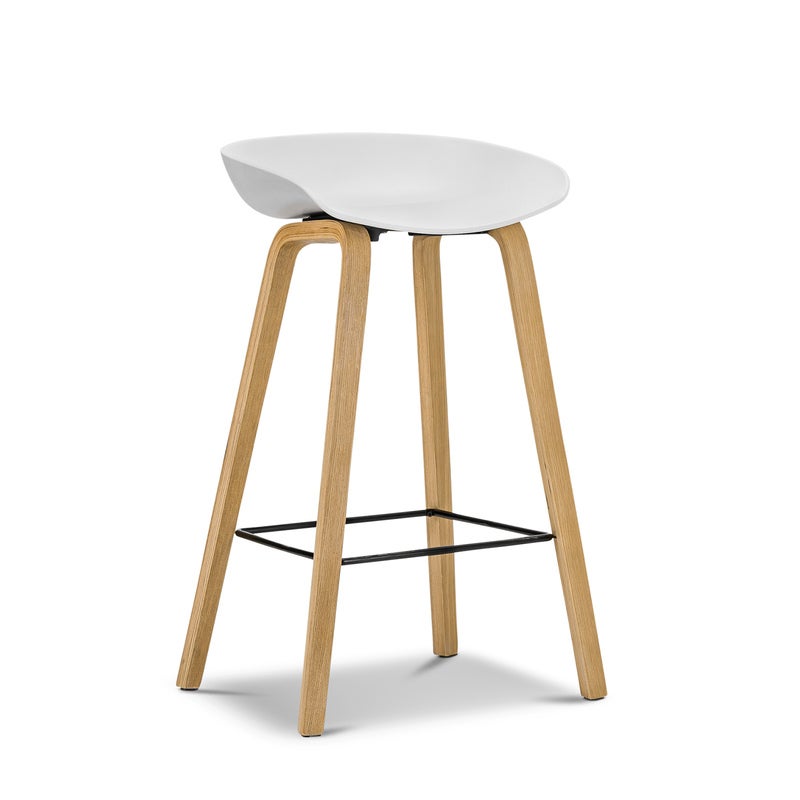 Replica Hay White Barstool With Natural Bentwood Legs - Set Of 2