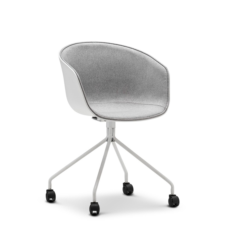 Replica White Hay Scoop Desk Chair With Grey Fabric Seat And Castor Wheels Buy Office Chairs 1583032
