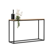 Scandinavian Oak Timber Console Hallway Table with Industrial Black Metal Frame