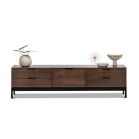 Walnut Oak Wood 170cm Entertainment TV Unit Lowline, Mid Century Modern Contemporary