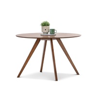 Walnut Oak Wood Round 120cm Dining Table, Mid Century Modern