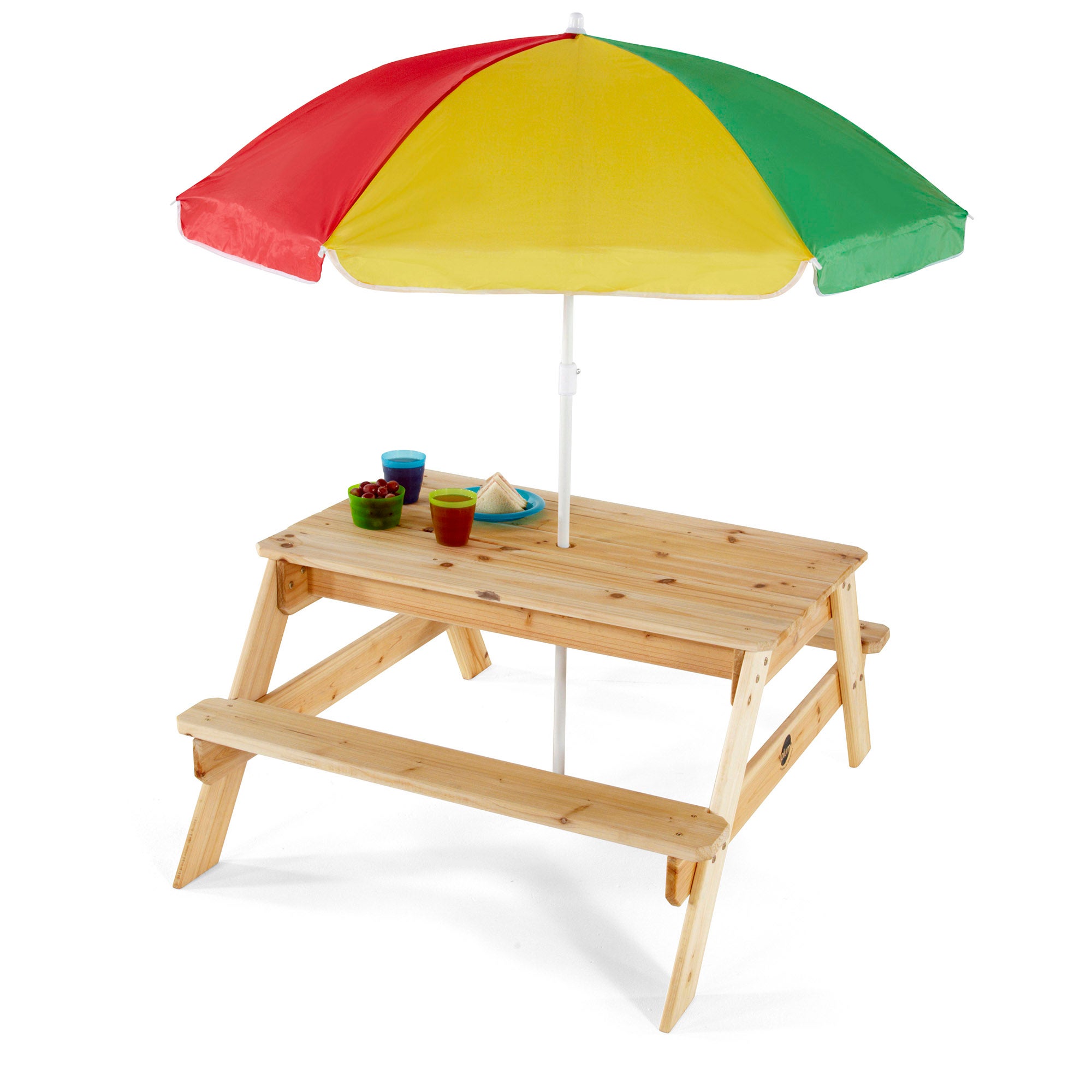 Plum Play Kids Wooden Picnic Table with Umbrella