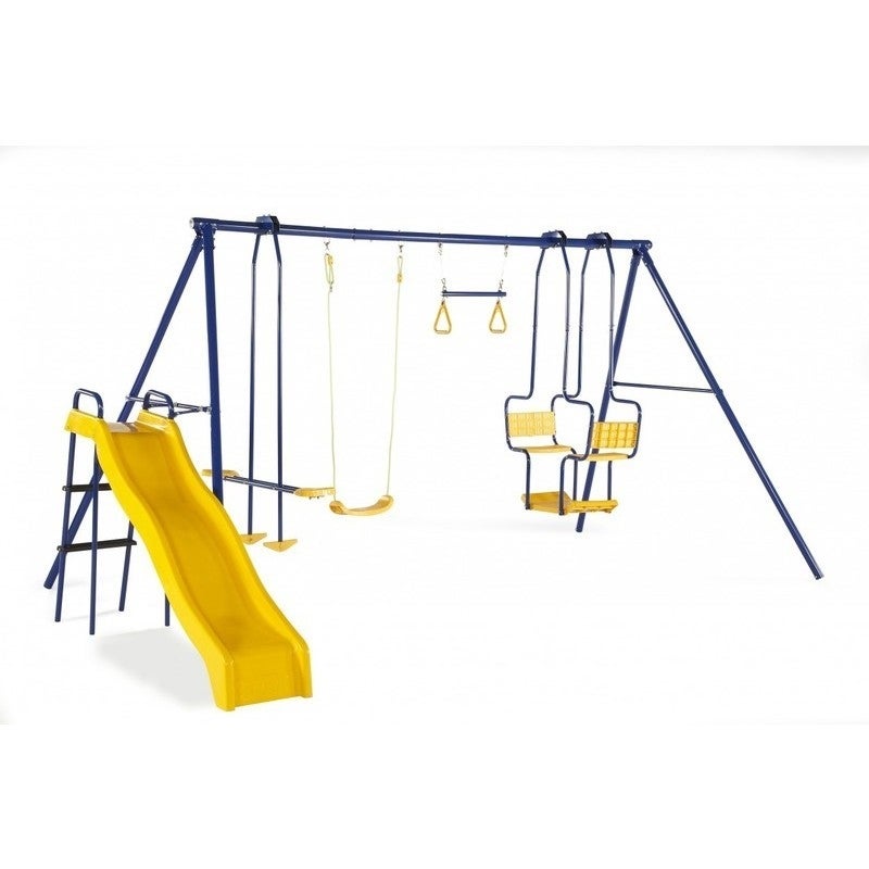 Plum Play Kids 5 Unit Swing + Slide + Trapeze + Seesaw Playset