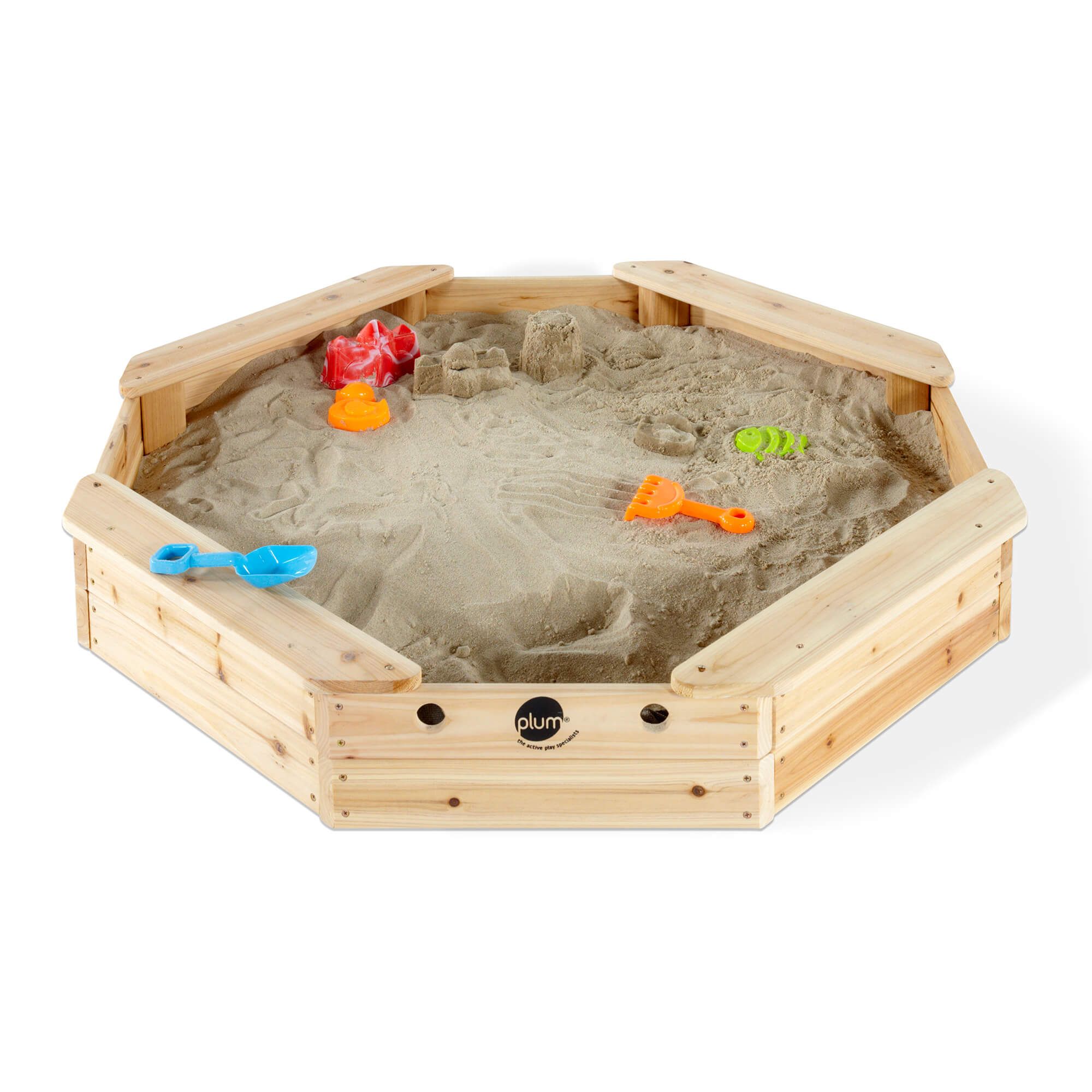 Plum Play Treasure Beach Octagonal Wooden Sandpit w/ Seats & Cover