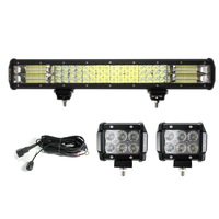 Elinz 20" LED Light Bar 3 Rows bundle 2x 18W 4 inch Worklight Driving