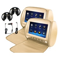 2x 9" Touch Screen Car Headrest DVD Player Monitor Pillow Games 1080P USB Sony Lens