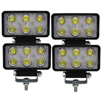 Elinz 4x 4" LED Work Light 72W Rectangular Flood Lamp 60 Degrees Fog IP67 Offroad 12V 24V