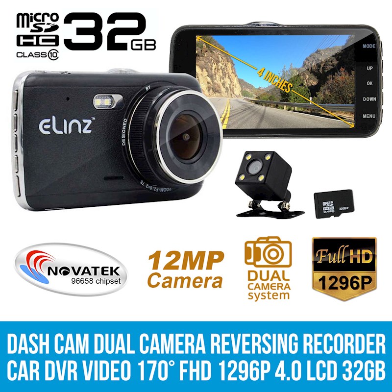 Dash Cam Dual Camera Reversing Recorder Car DVR Video 170-Degree FHD ...