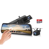 Elinz 10" Rearview Mirror 1080P Full Touch Screen Car Dual Dash Cam Reversing Camera Hardwire Kit 32GB