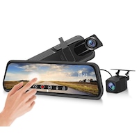 Elinz 10" Rearview Mirror 1080P Full Touch Screen Car Dual Dash Cam Reversing Camera Recorder Hardwire Kit