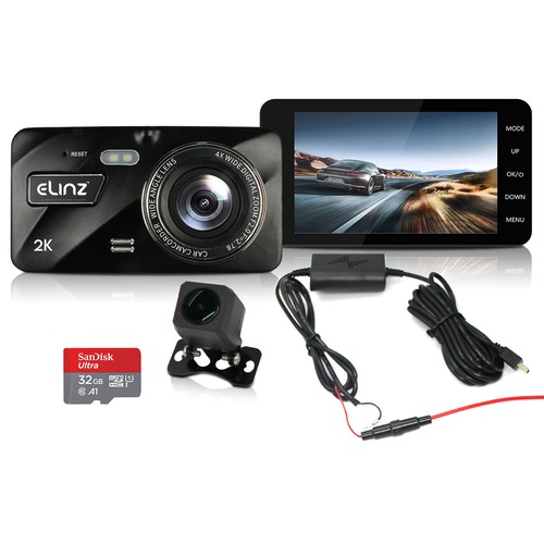 ULTECH Dash Camera Dual Cam Reversing Car 4'' Recorder 32GB DVR