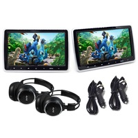 Elinz 2x 10.1" TFT Active Headrest Car DVD Player HD 1080P Digital Screen USB SD 9"