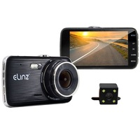 Elinz 4.0" LCD Car Dash Cam Dual Camera Reversing 1296P FHD DVR Video Recorder 170 Degrees