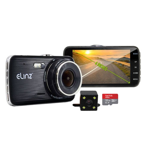 ULTECH Dash Camera Dual Cam Reversing Car 4'' Recorder 32GB DVR