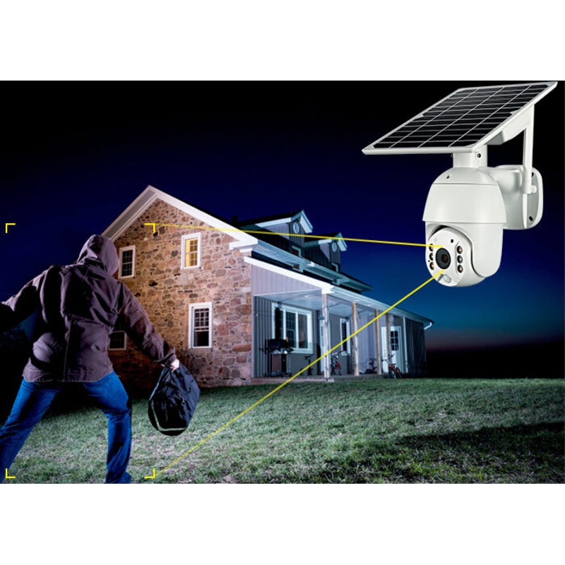Elinz Wireless Solar Security WiFi IP 1080P PTZ Outdoor Camera CCTV Waterproof Built-in Battery elinz security camera