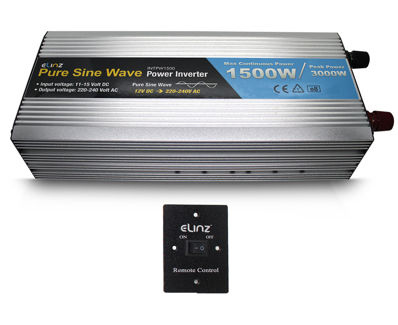 Elinz Pure Sine Wave Power Inverter 1500W/3000W 12V 240V AUS Plug Remote Control