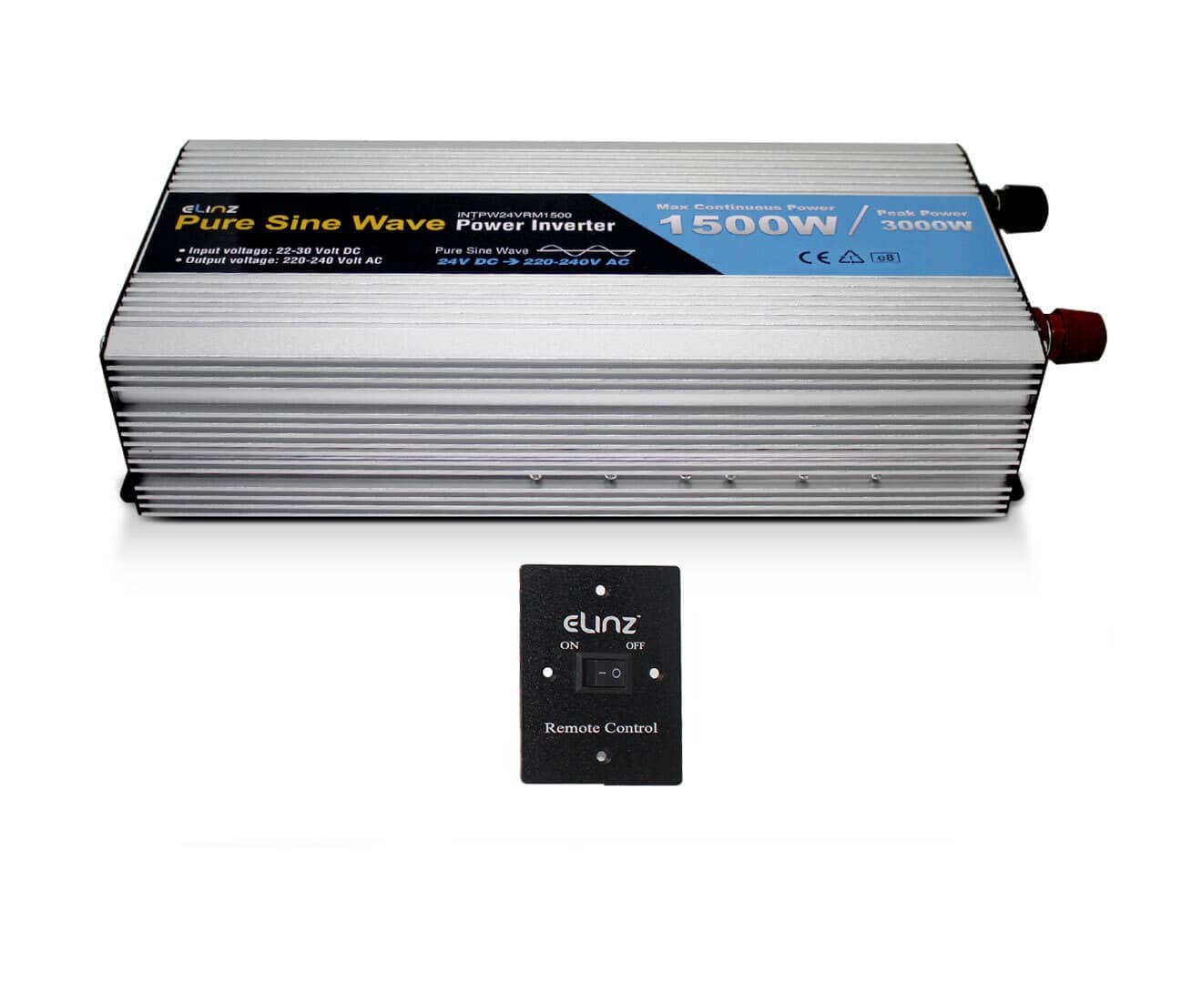 Elinz Pure Sine Wave Power Inverter 1500W/3000W 24V 240V AUS Plug Remote Control