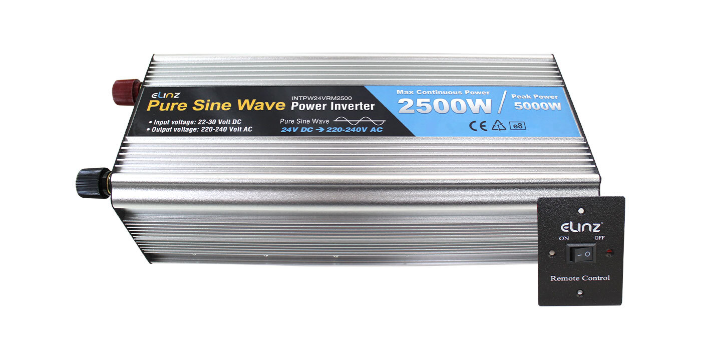 Elinz Pure Sine Wave Power Inverter 2500W/5000W 24V 240V AUS Plug Remote Control