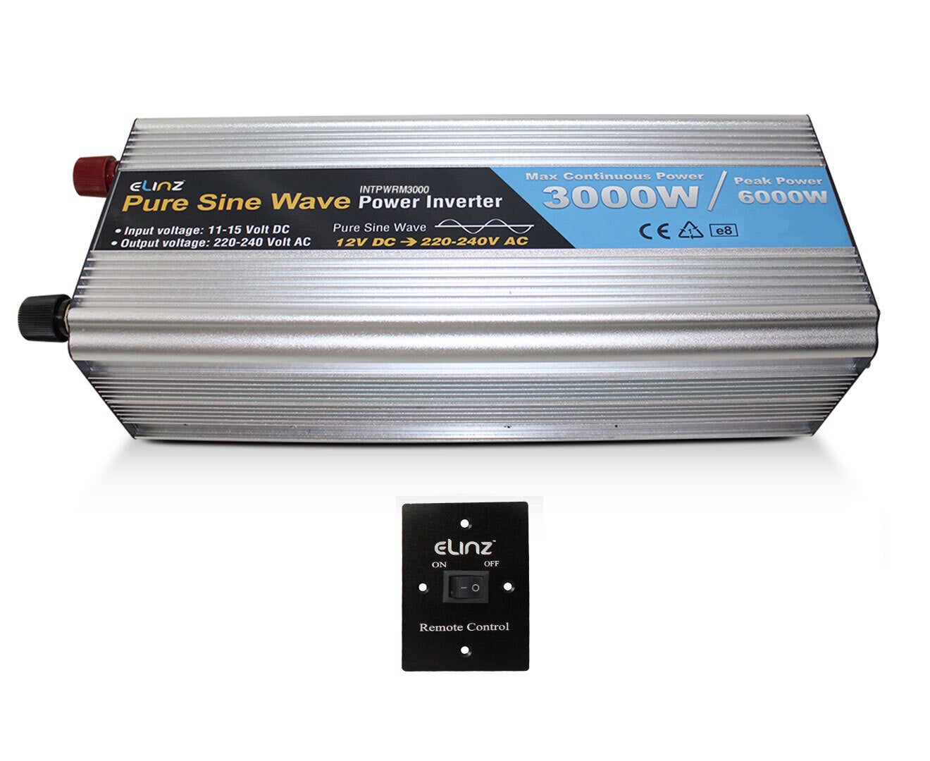 Elinz Pure Sine Wave Power Inverter 3000W/6000W 12V-240V AUS Plug Remote Control