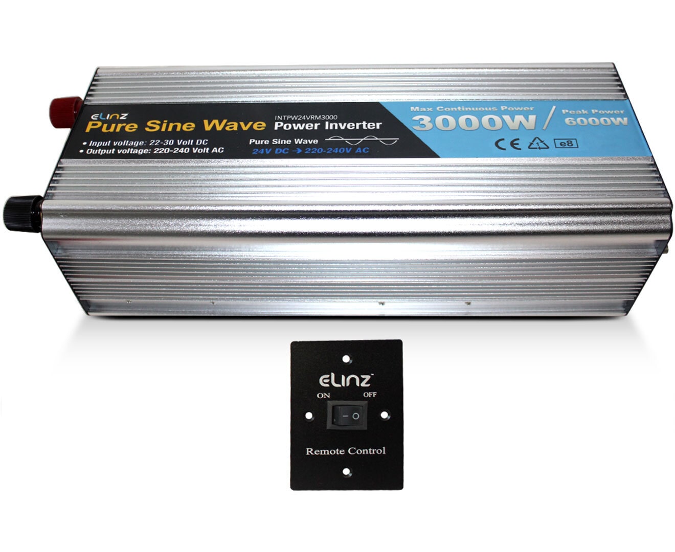 Elinz Pure Sine Wave Power Inverter 3000W/6000W 24V 240V Remote Control AUS Plug