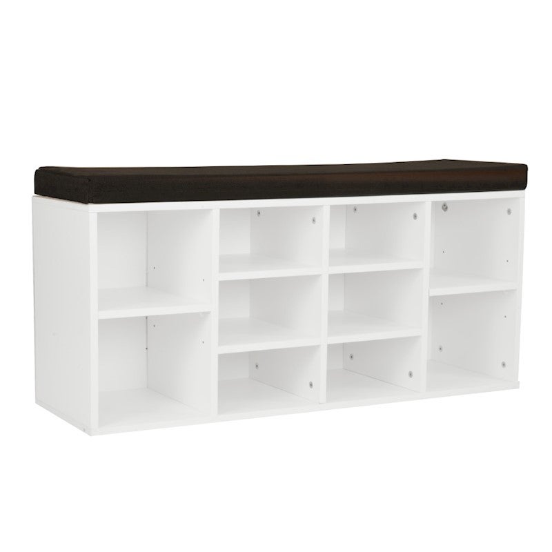 10 Pairs Shoe Cabinet Rack Storage Organiser Shelf Stool Bench Brown Cushion