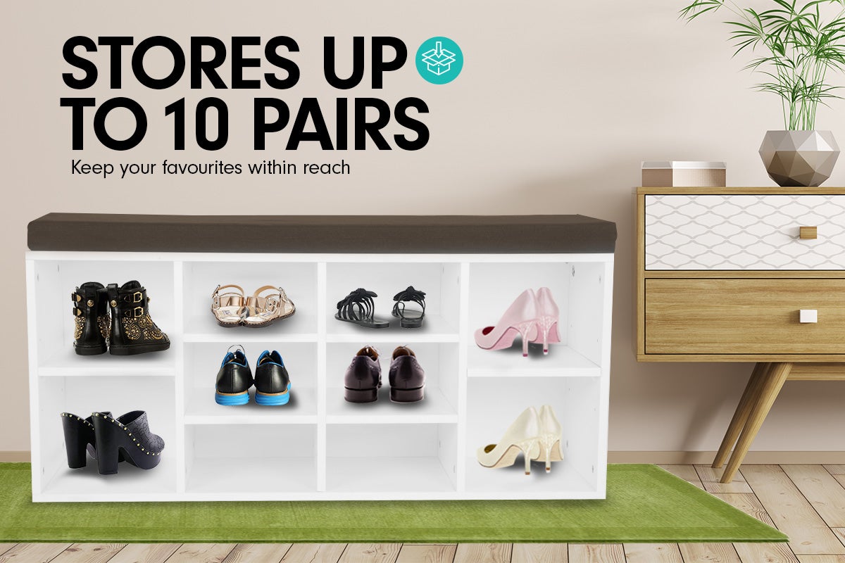 10 Pairs Shoe Cabinet Rack Storage Organiser Shelf Stool Bench Brown Cushion Buy Shoe Racks Cabinets 0787099882686