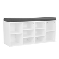 10 Pairs Shoe Cabinet Rack Storage Organiser Shelf Stool Bench Grey Cushion