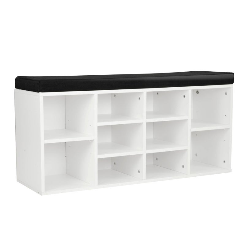 10 Pairs Shoe Cabinet Rack Storage Organiser Shelf Stool Bench Wood - White