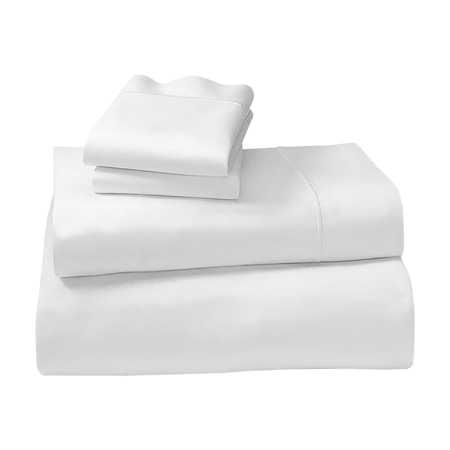 1000 Thread Count Cotton Rich Double Bed Sheet Set 4 Piece in White