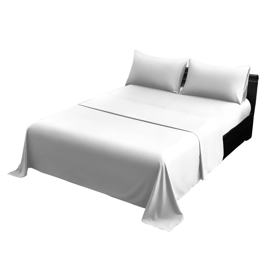 1000 Thread Count Cotton Rich Double Bed Sheet Set 4 Piece in White