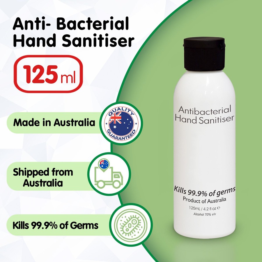 10x 125ml Antibacterial Hand Sanitiser Gel 70% Alcohol Australian Made