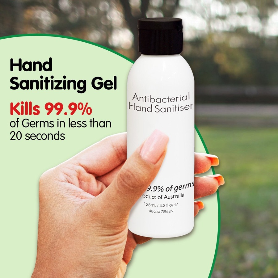 10x 125ml Antibacterial Hand Sanitiser Gel 70% Alcohol Australian Made