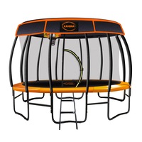 12ft Trampoline Free Safety Net Spring Pad Roof Mat Ladder Basketball - Orange