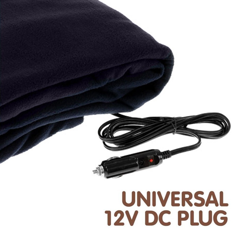 12 Volt Heated Car Blanket Travel Rug Soft Caravan Fleece Electric