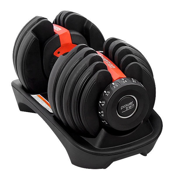 1x Powertrain 24kg Adjustable Dumbbell Home Gym Exercise Weights Free Workout Red Australia