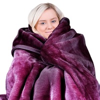 Laura Hill Mink Blanket Double Sided 800GSM Queen Size Soft Plush Bed Faux Throw Rug 220 X 240cm Purple