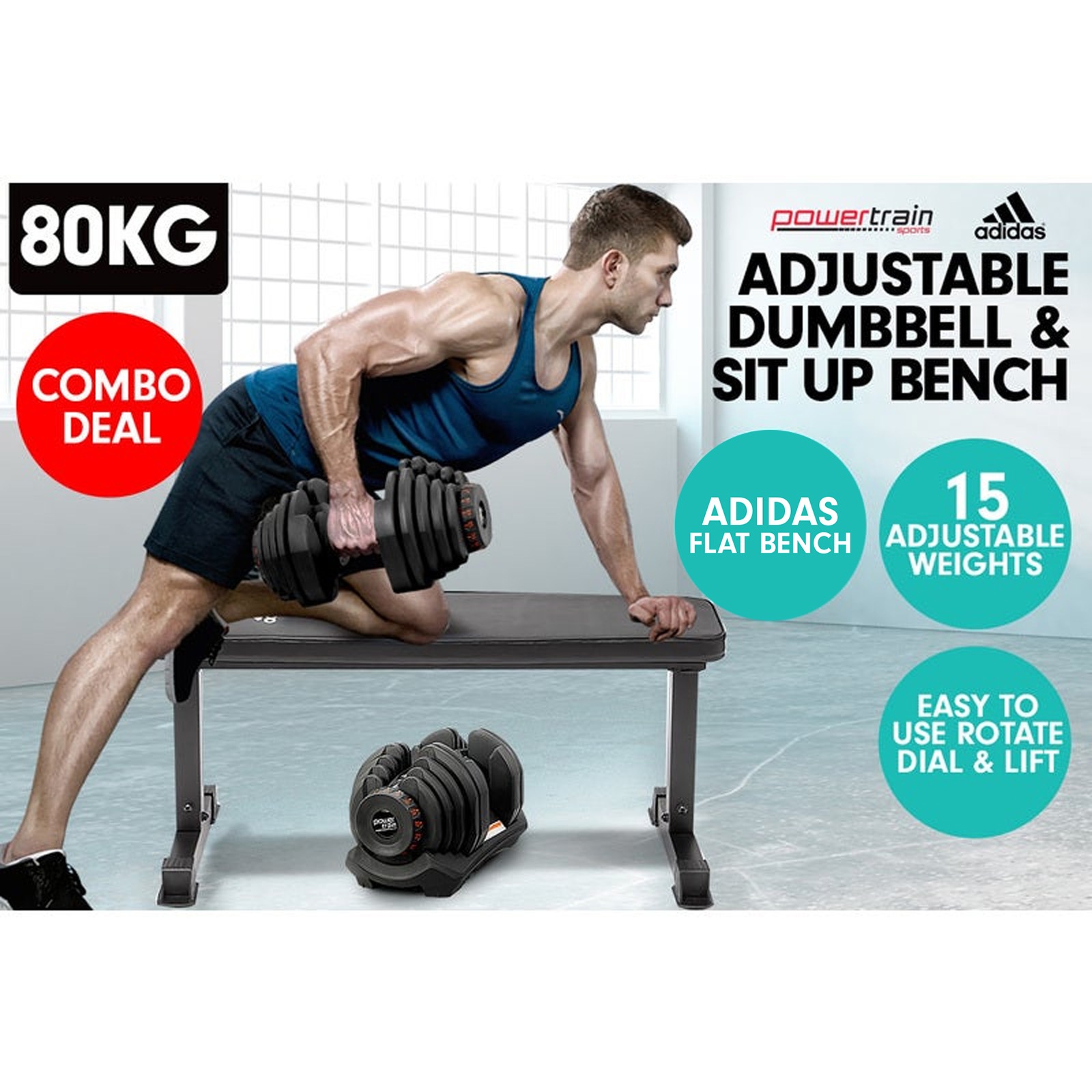 Adidas bench best sale and weights package