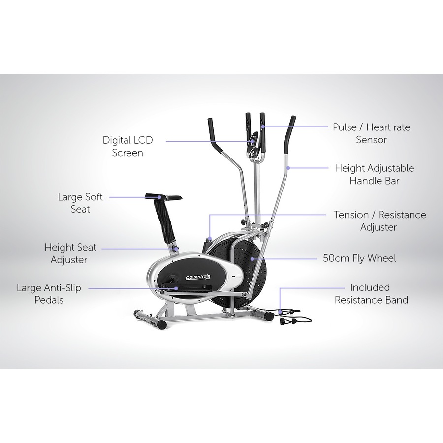 Powertrain Elliptical Cross Trainer Exercise Bike Home Gym Bicycle Resistance