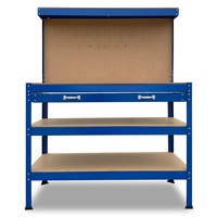 3-Layered Work Bench Garage Storage Table Tool Shop Shelf Blue
