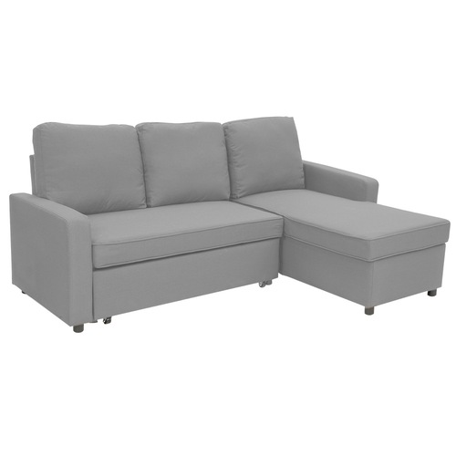 Suede Corner Sofa Bed Couch with Chaise Grey MyDeal